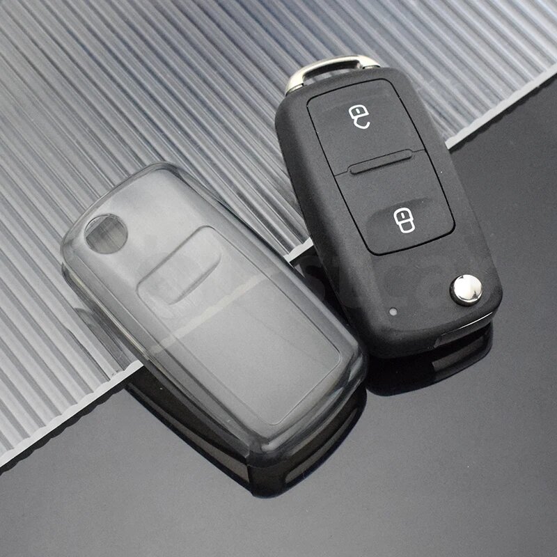 Прозрачный чехол из ТПУ для автомобильных ключей, чехол для Volkswagen Transparent black, Черный