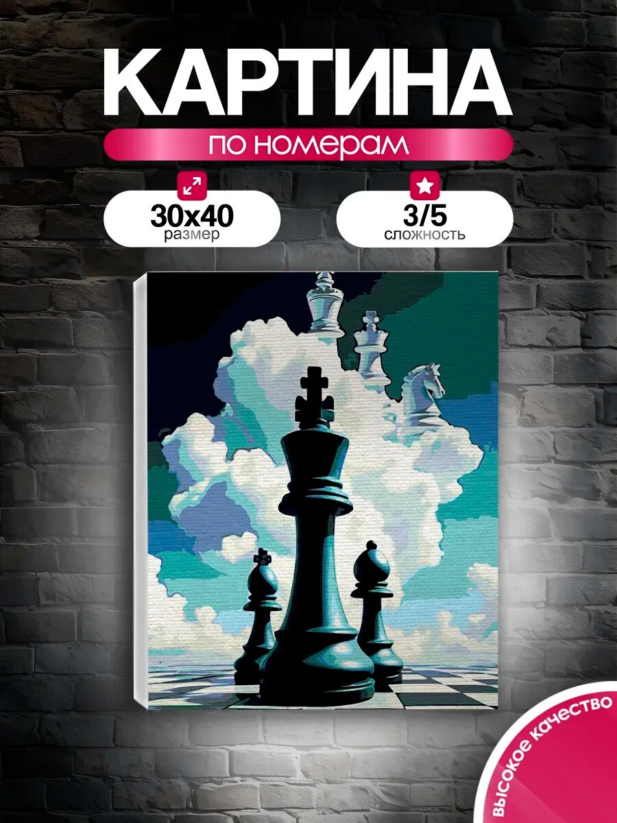 Картина по номерам 30x40 Шахматы в облаках