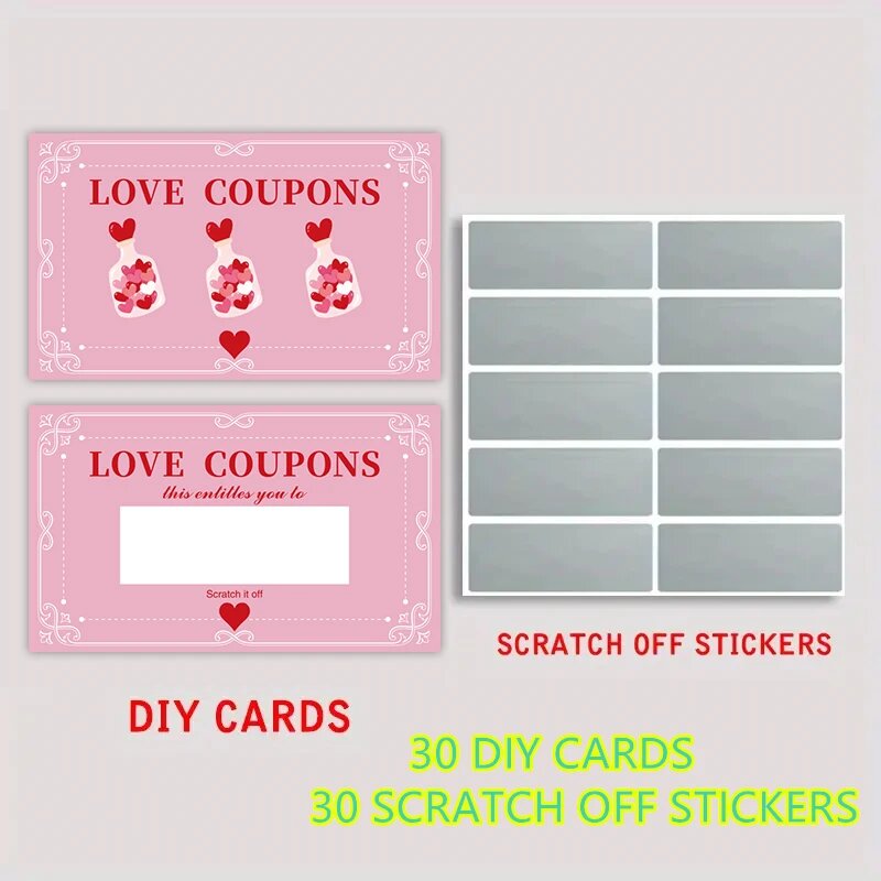 Скретч-карточки с любовными посланиями - 20/30 комплектов pink 30set