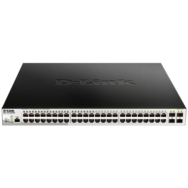 Коммутатор D-Link DGS-1210-52P/ME управляемый L2, 48 портов PoE 1 Гбит/с, 4 SFP, 193 Вт DGS-1210-52P/ME/B1A