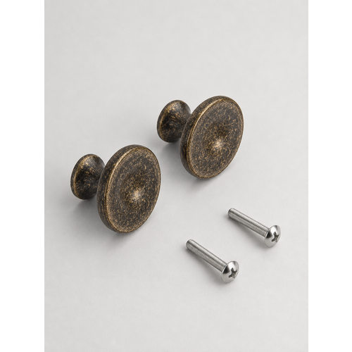 фото Мебельная ручка-кнопка edson 1701 antique bronze (комплект 2 штуки)