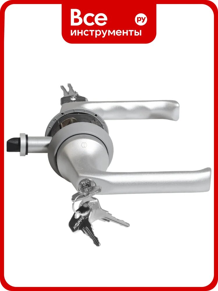 Замок с ручкой HOPPE HCS A113S London KEY/KEY F11 серебристая, без фальца, A=35-45mm, backset 60мм 65420