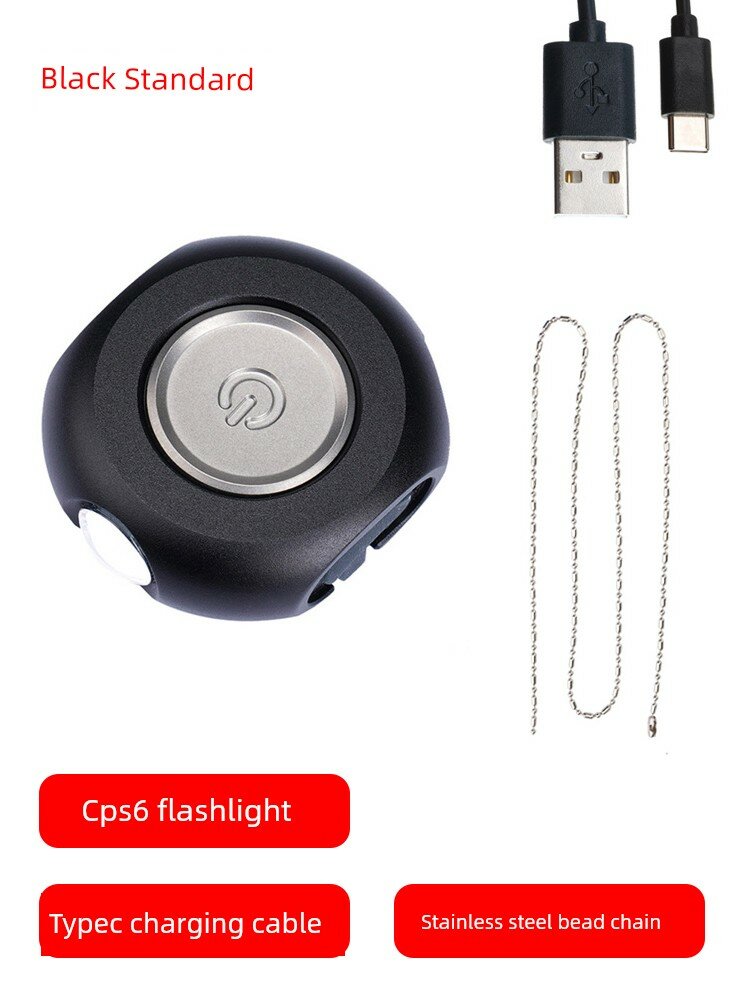 Фонарик миниатюрный CooYoo CPS6, алюминиевый, USB-зарядка, EDC, черный стандартный для повседневного и уличного