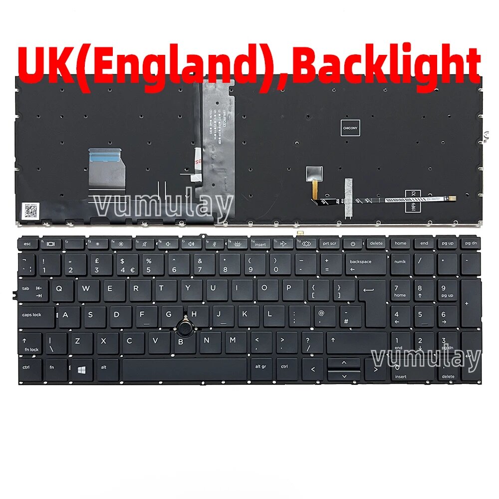 Клавиатура vumulay UK/RU/UA для HP Zbook Firefly, Elitebook