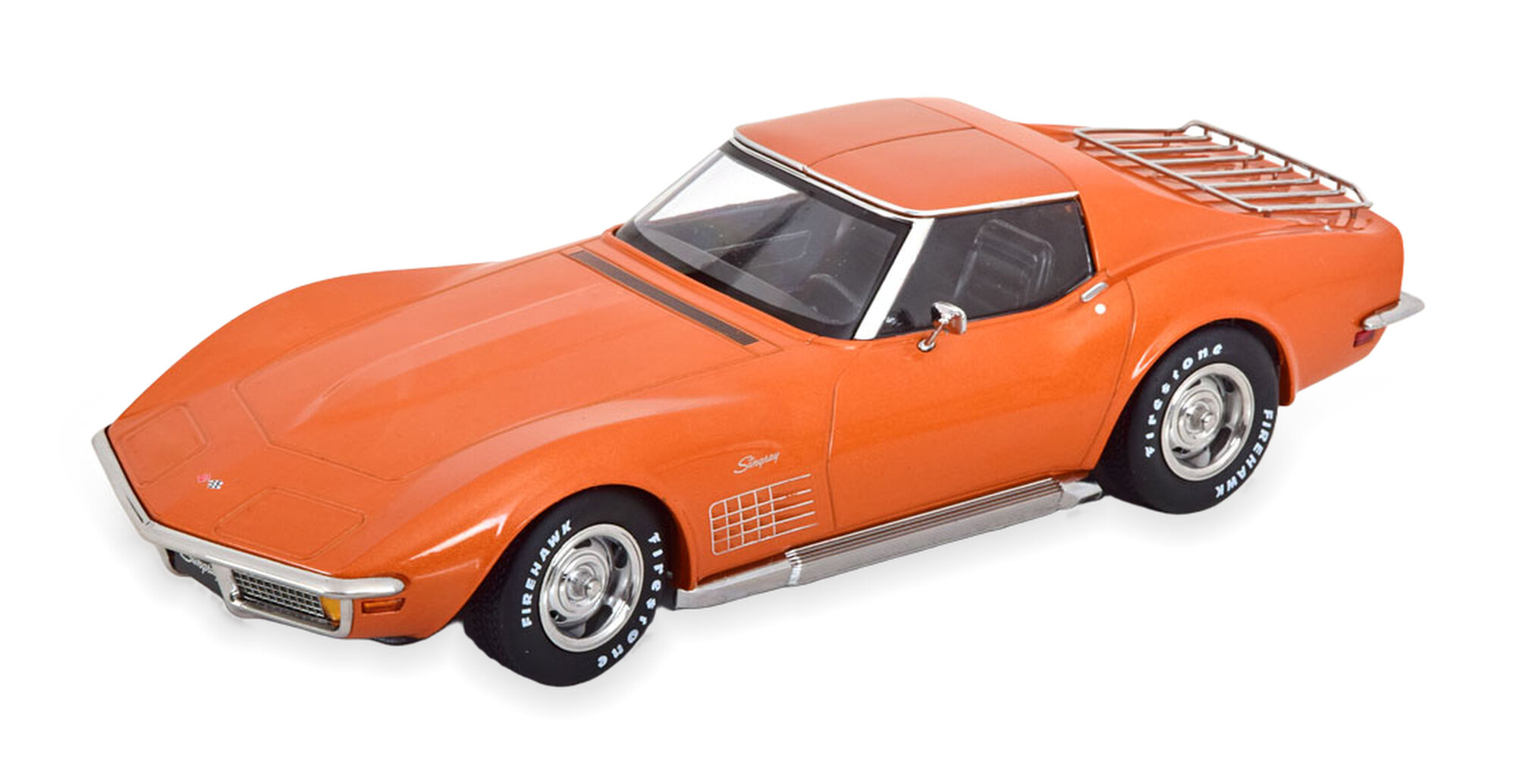 Модель коллекционная KK-SCALE Chevrolet corvette C3 with removable roof parts and side pipes 1972 orange metallic