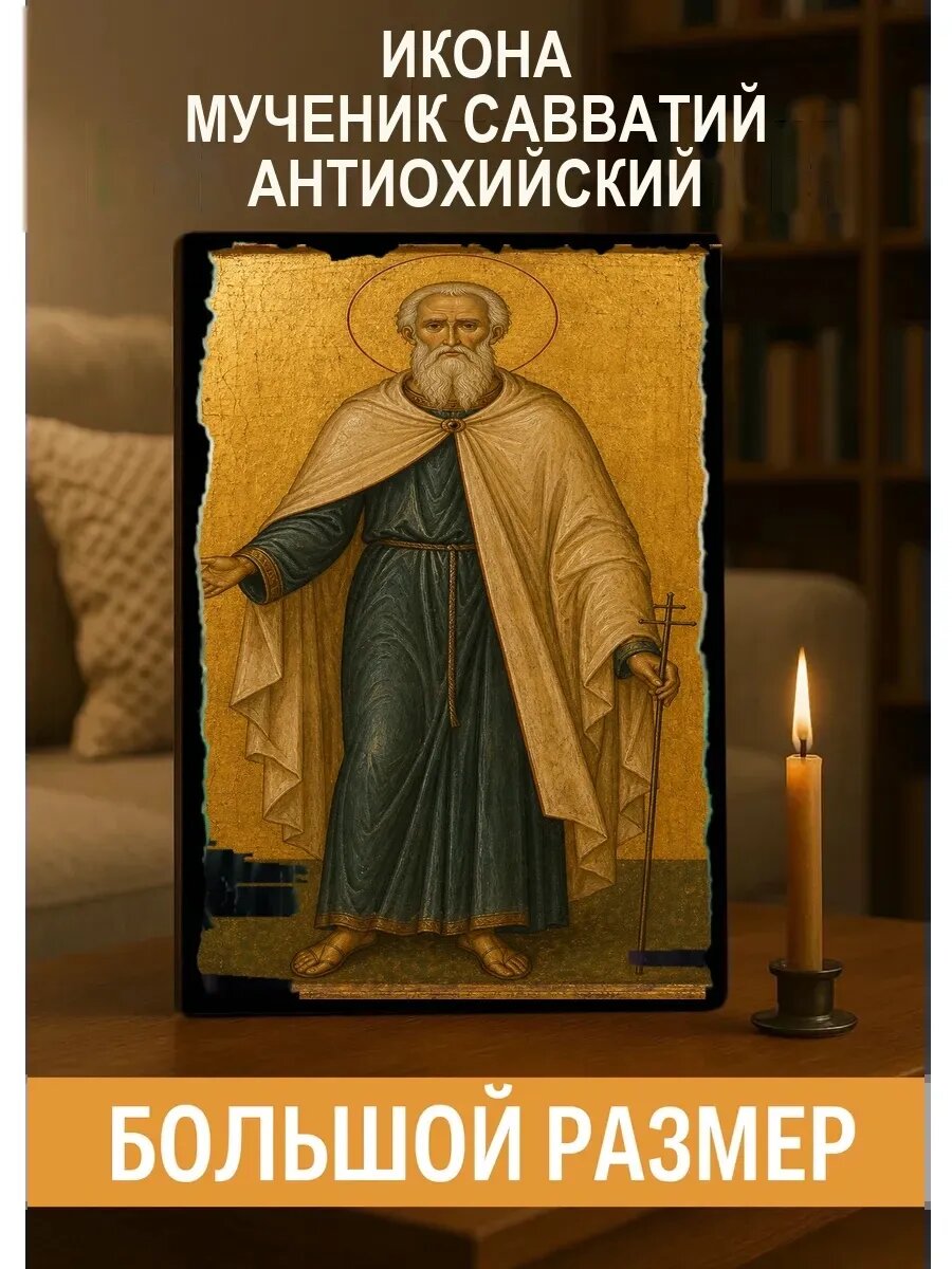 Икона Мученик Савватий Антиохийский, на дереве, 30×40 см, освящённая