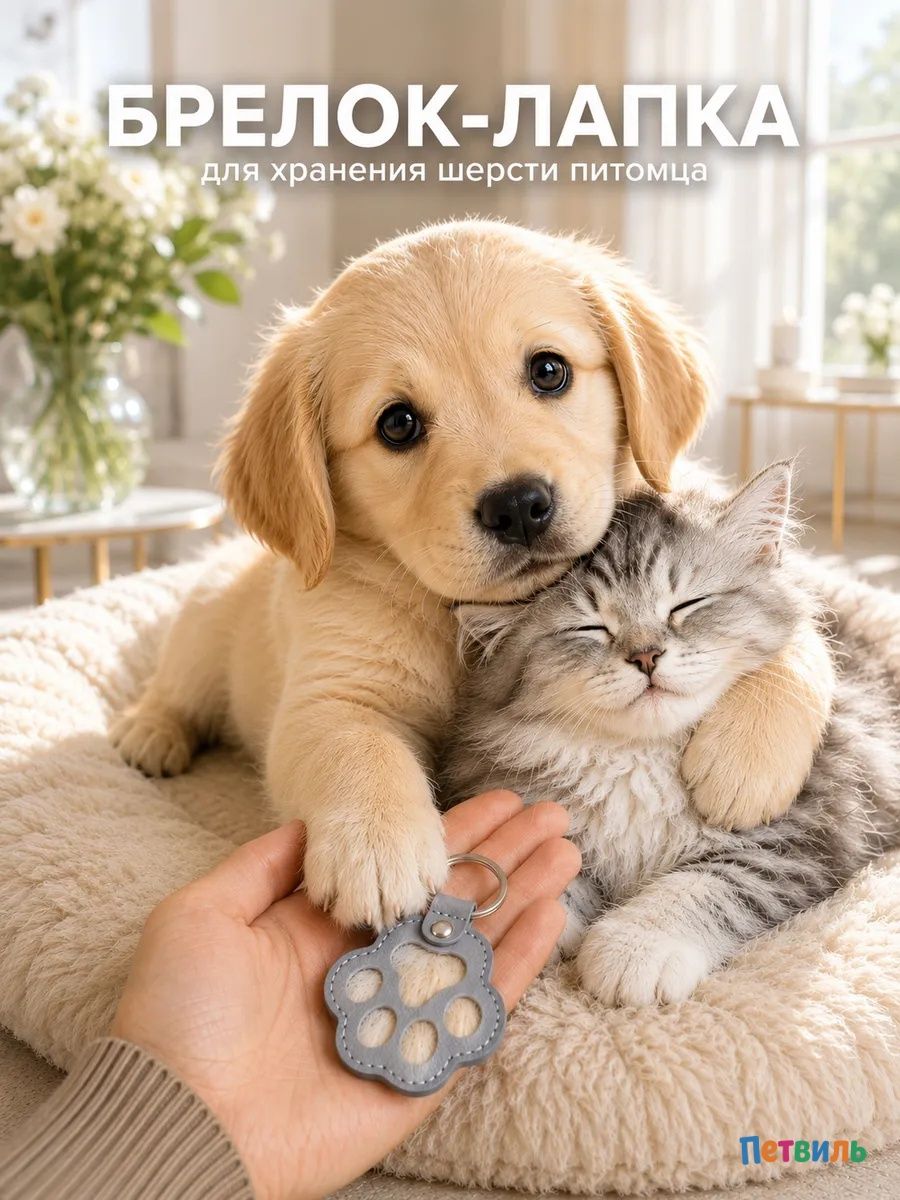 Капсула для хранения шерсти животных Брелок в виде следа лапы Память о питомце