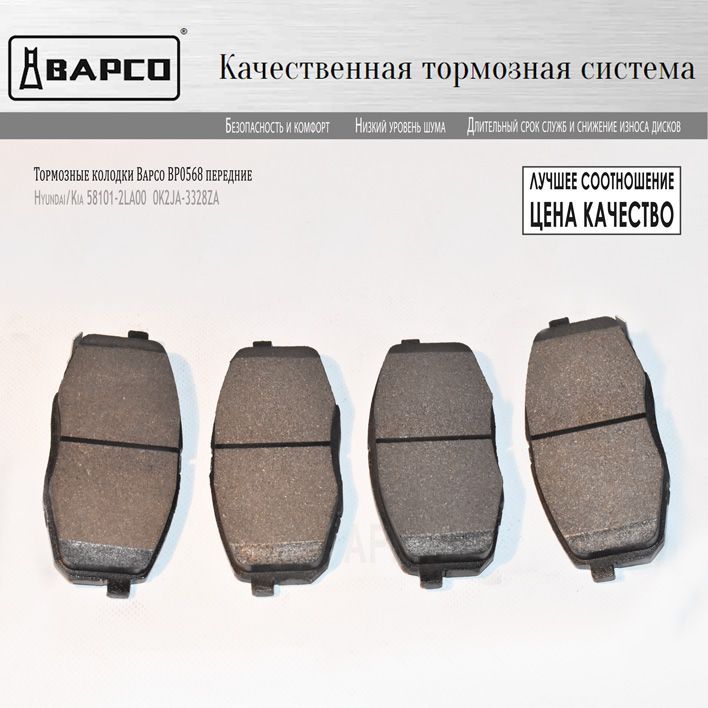 Колодки тормозные Hyundai/Kia арт.58101-2LA00 ; TRW GDB3450, GDB 3523, 0K2FA3328Z, Bapco BP0568, перед.