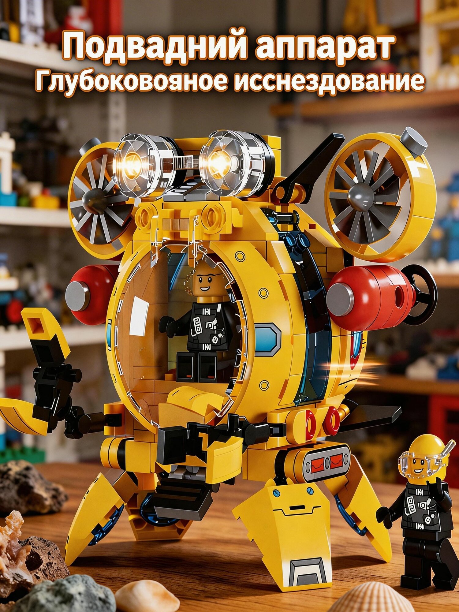 Конструктор-подводник, развивающая модель-сувенир для детей, отличный подарок для ребёнка.