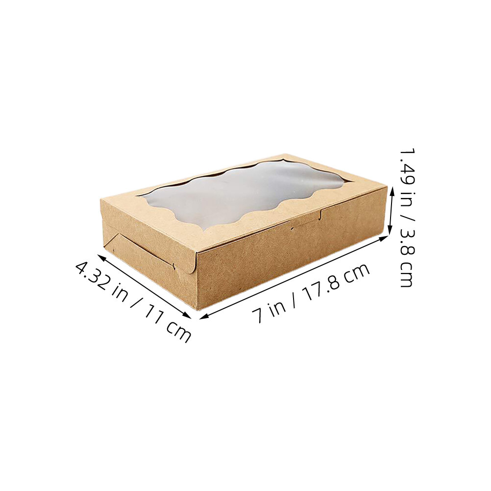 20 Штук Коробки Из Крафт Бумаги С Окном Для Десертов И Печенья 17.80X11.00X3.80Cm