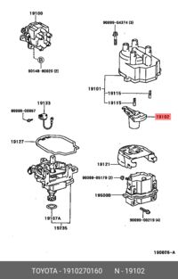 Бегунок TOYOTA 1GFE/7MGE/1JZGE/3VZE/ 88-01 19102-70160 ORG