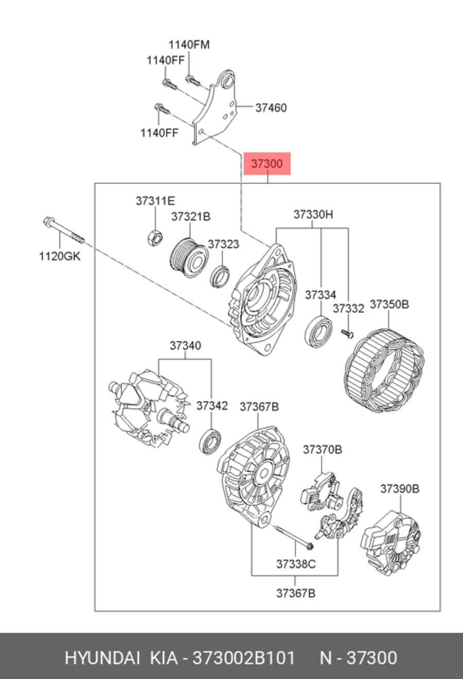Генератор org (Hyundai/Kia 373002B101)