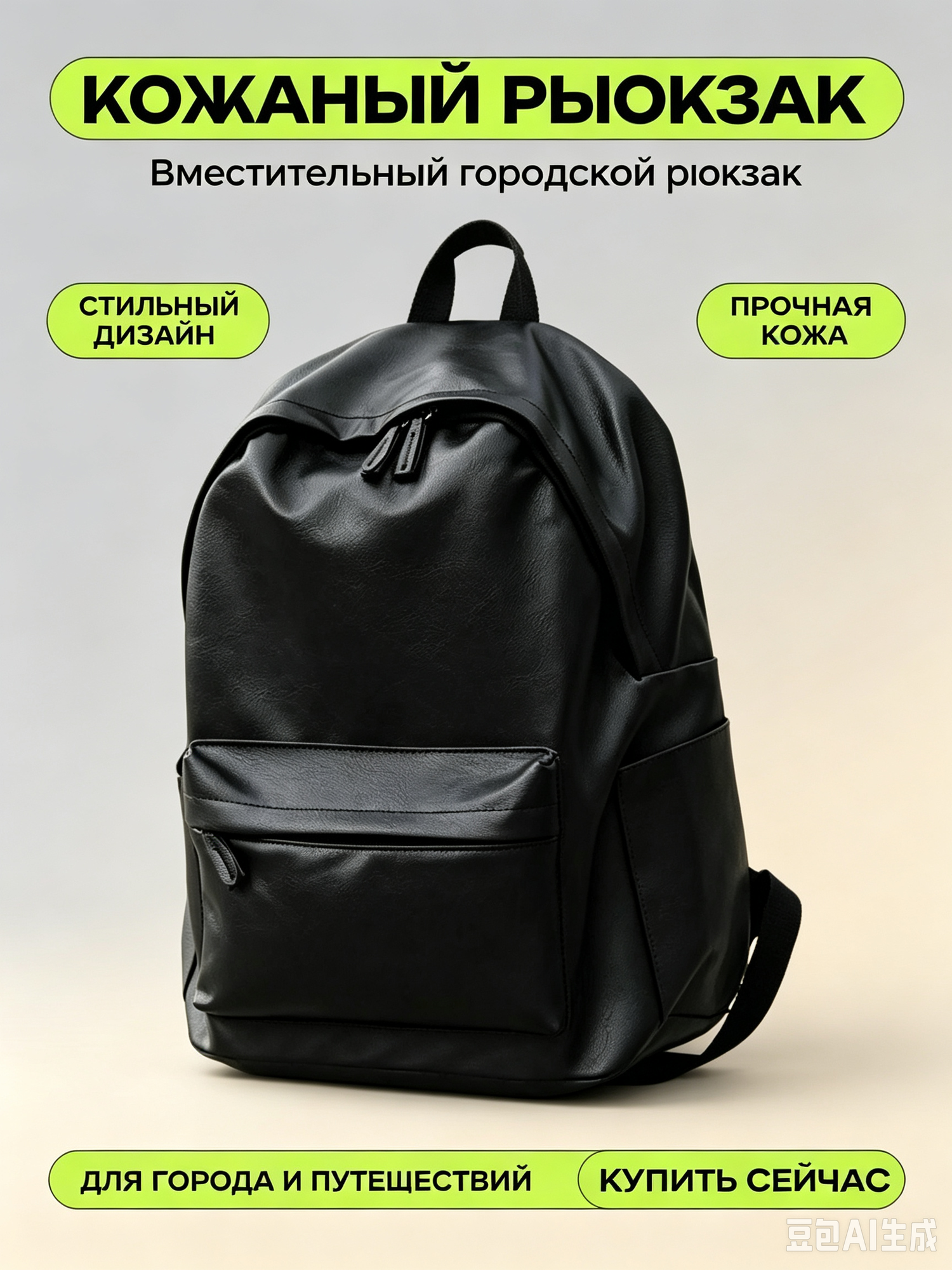 Рюкзак "vnxh", экокожа, унисекс, черный, регулируемый плечевой ремень