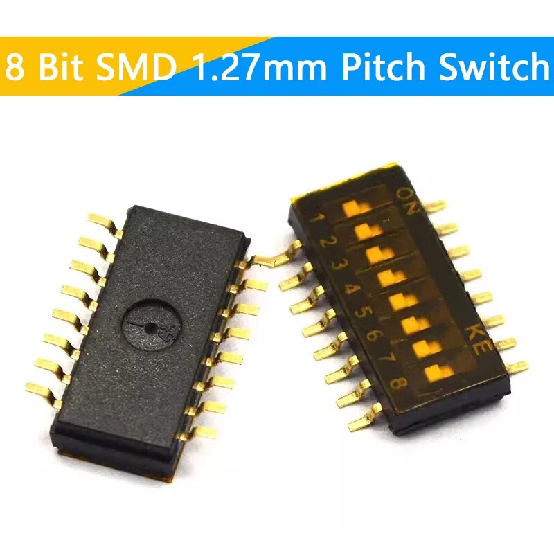5 шт, 1,27 мм, двухпозиционный переключатель SMD SMT, ползунковый переключатель 1/2/3/4/5/6/8/10
