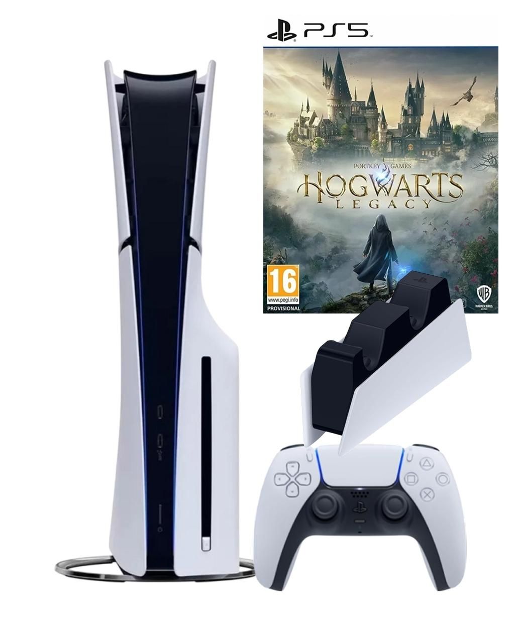 Игровая приставка Sony PlayStation 5 Slim + игра Hogwarts Legacy + зарядная станция