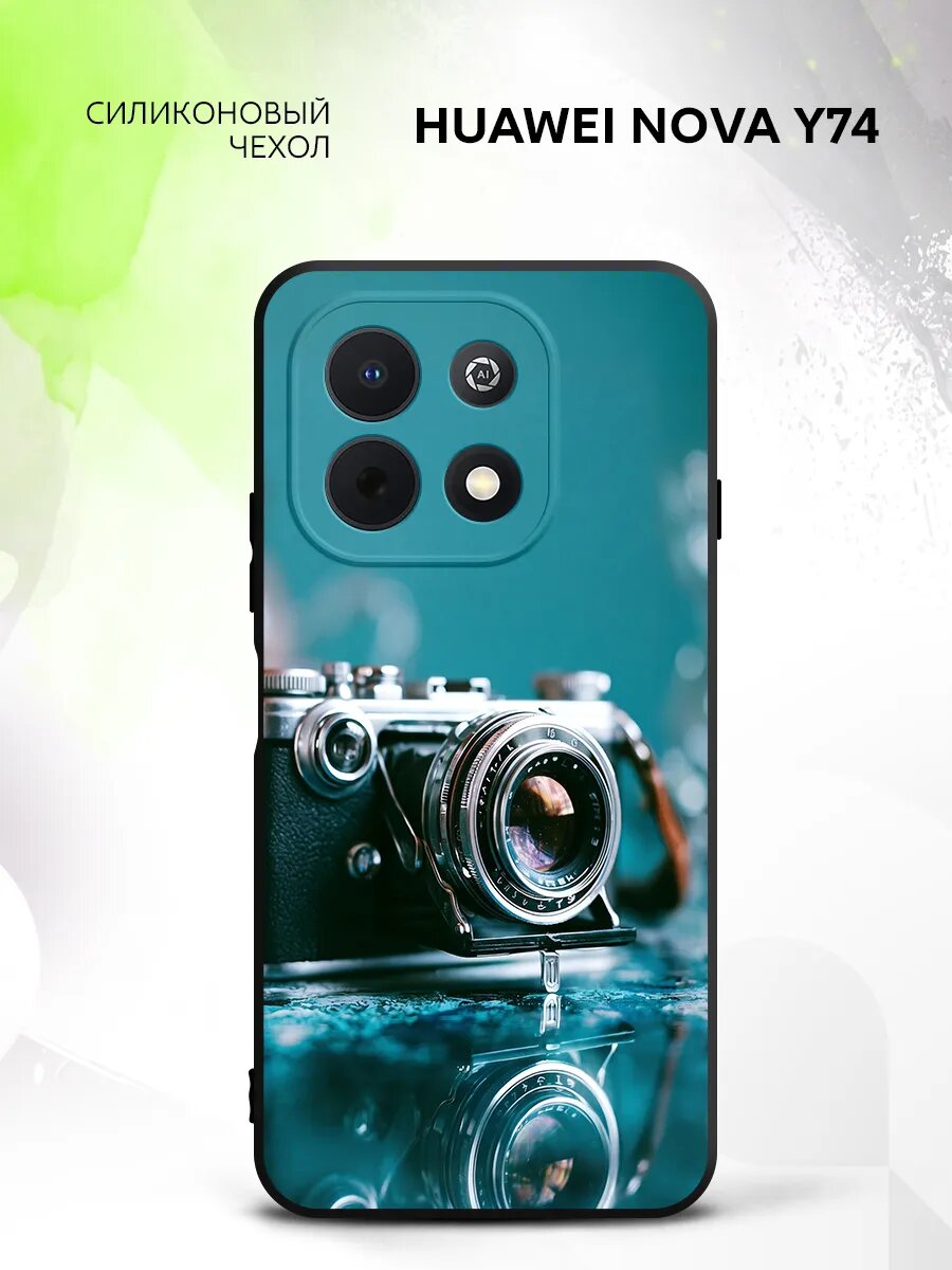 Чехол на Huawei Nova Y74, Хуавей Нова У74 бампер, противоударный, с принтом ретро фотокамера