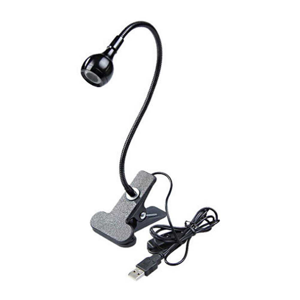 USB Лампа Для Чтения С Гибкой Ножкой 3W Защита Глаз LED Свет Клип-На Прикроватную Тумбочку Чёрный