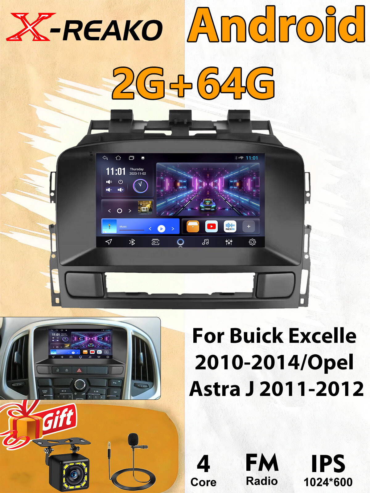 Магнитола для Buick Excelle 2010-2014 Opel Astra J 2011-2012 экран 9 дюймов Андроид wifi Bluetooth GPS