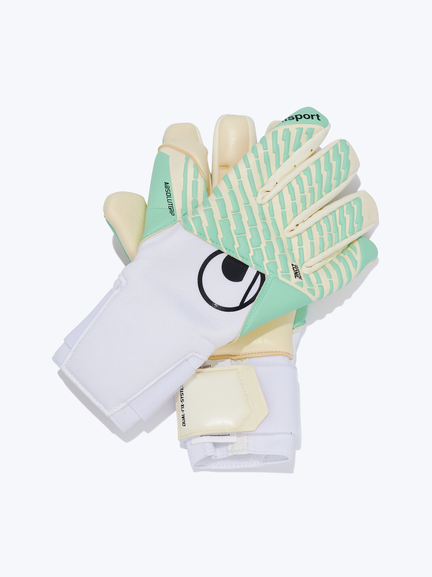 Перчатки вратарские UHLSport Absolutgrip Tight HN 101139801, размер 10.5 (10.5 Размер), Белый - Бирюзовый
