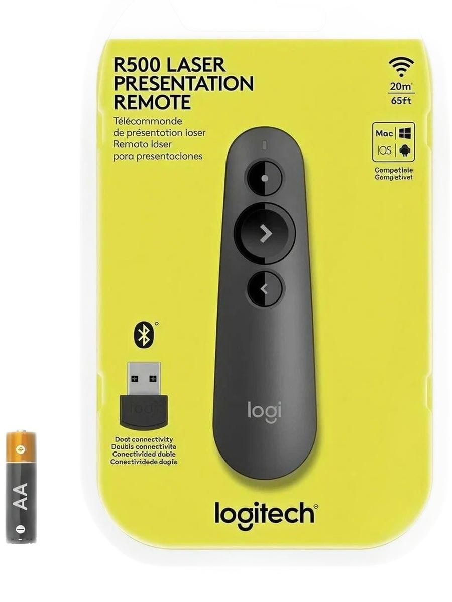 Logitech Презентер R500s с лазерной указкой графитовый