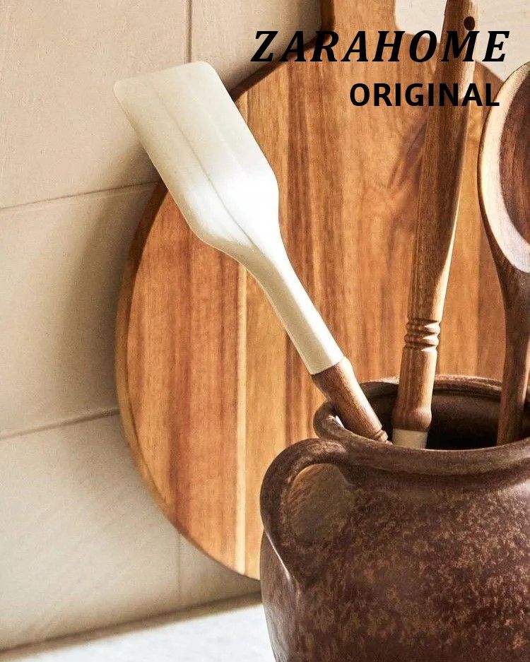 Кулинарная лопатка ZARA HOME из силикона кремового цвета длиной 35 см для готовки и выпечки, 1 шт