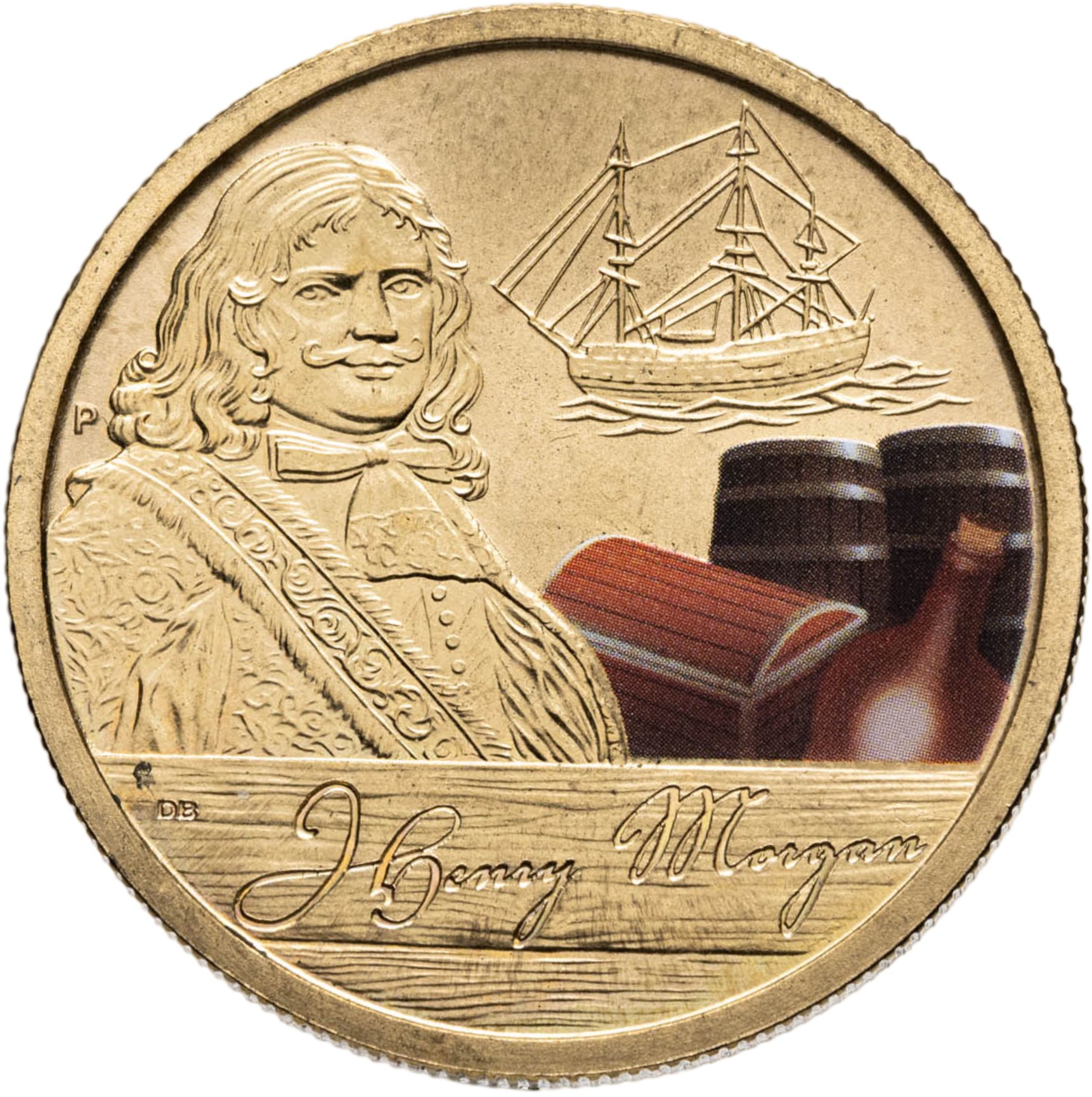 Тувалу 1 доллар 2011 "Пираты - Генри Морган", Алюминиевая бронза, в сохранности BUNC