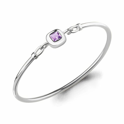 фото Браслет diamant online, серебро, 925 проба, родирование, аметист, длина 18 см., фиолетовый