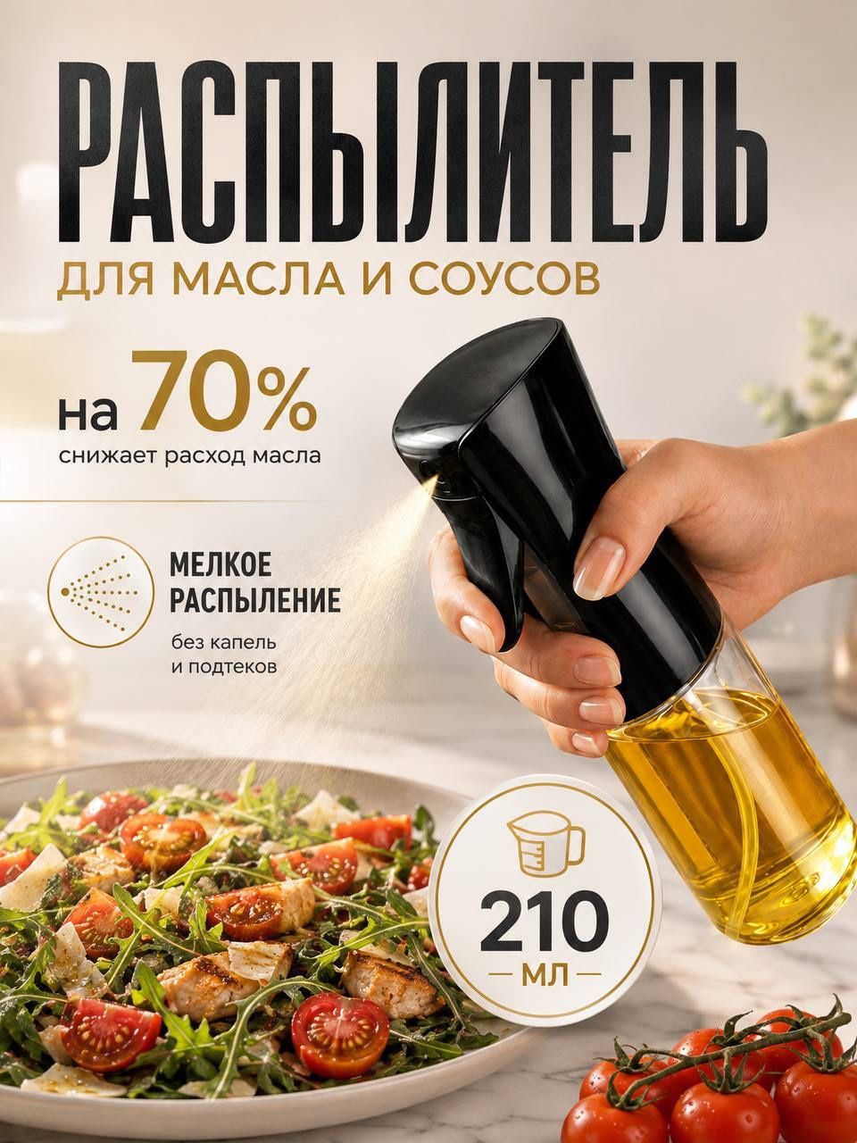 Распылитель для масла, дозатор для масла с распылителем 210 мл