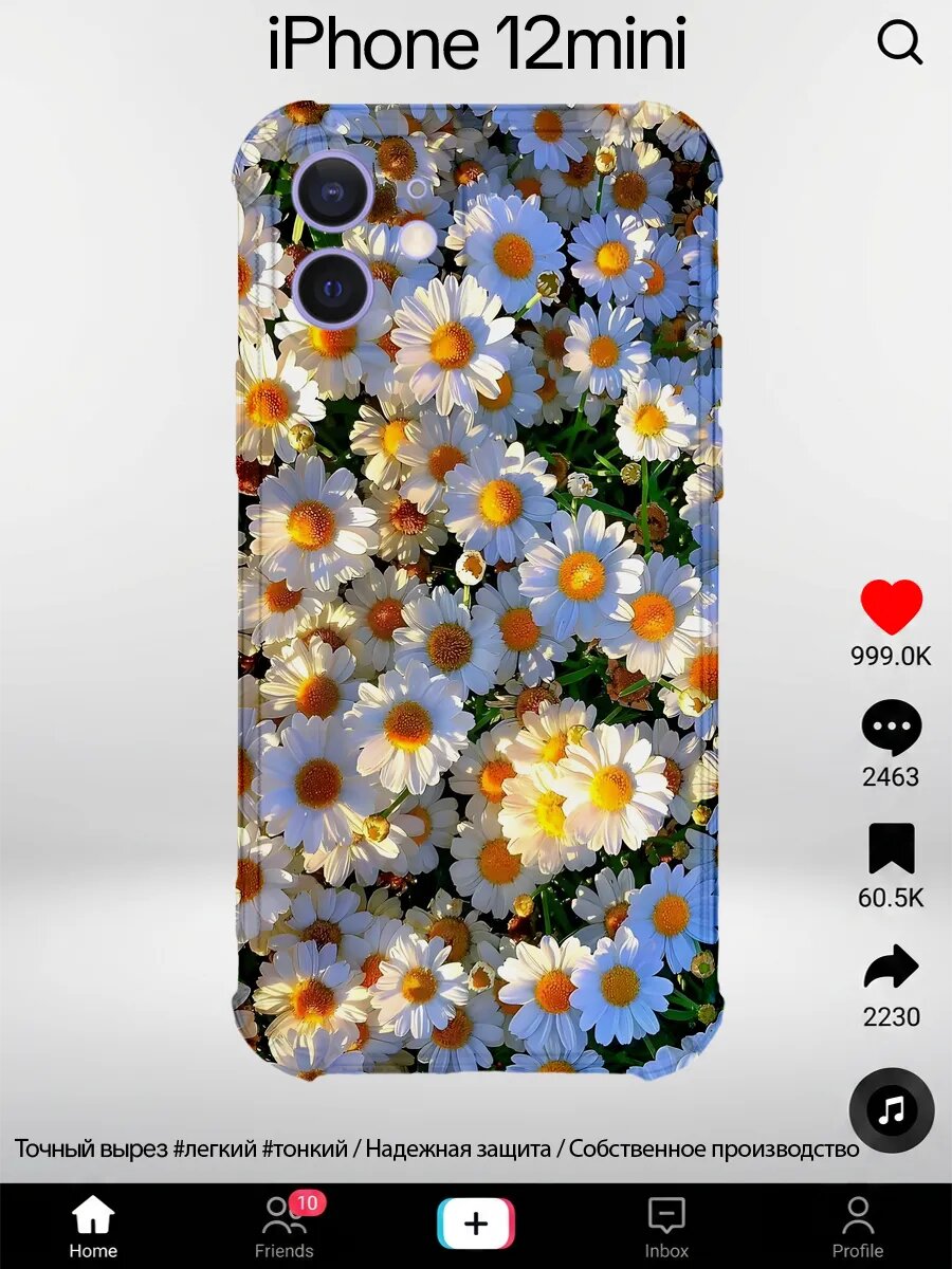 Чехол на iPhone 12 Mini с принтом Ромашки