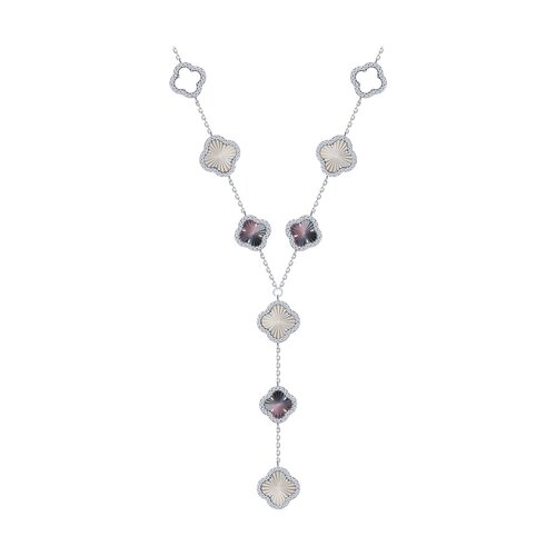 фото Колье diamant online, серебро, 925 проба, родирование, фианит, перламутр, длина 42 см., мультиколор