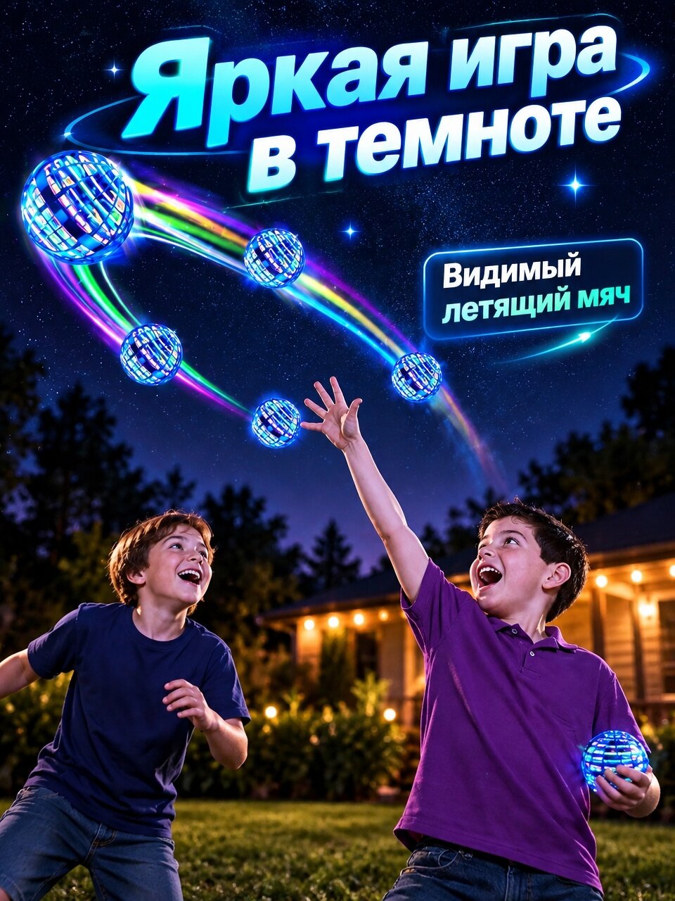 Летающий шар светящийся (игрушка-спиннер антистресс) с usb-зарядкой — фото 1