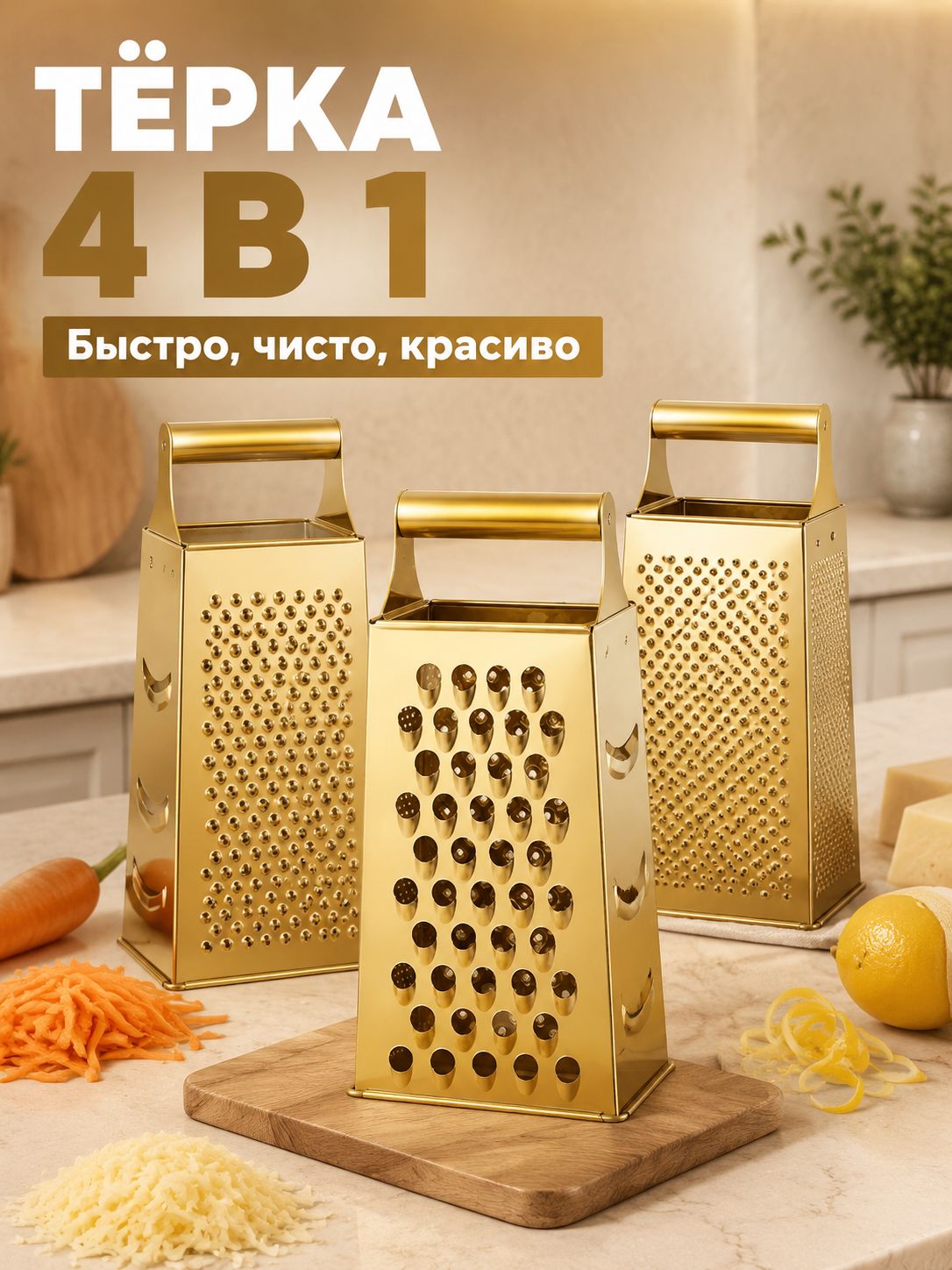 Эксклюзивный бытовой измельчитель, многофункциональная терка для золота, используемый как высококачественный кухонный инструмент, предназначенный для нарезки и измельчения, 23,8x11,3x8,7 см.