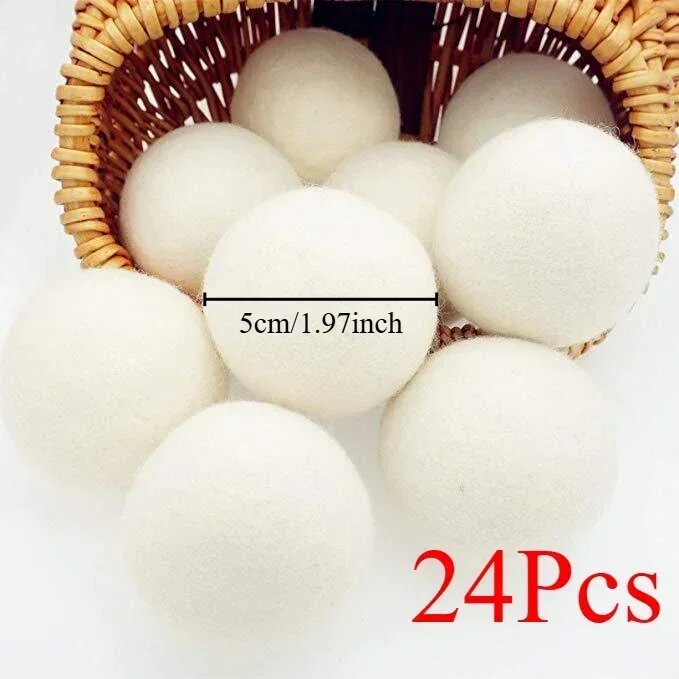 Шерстяные шарики для сушилки Wool dryer balls 24pcs