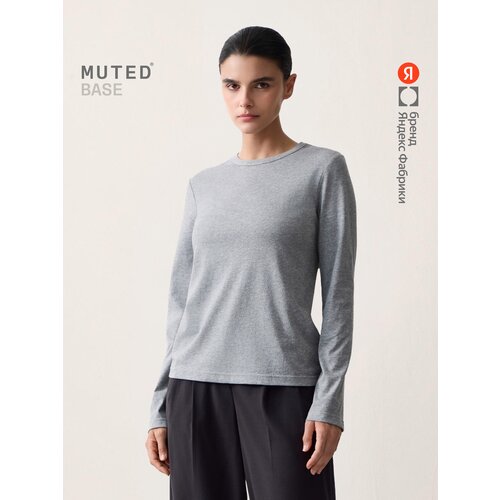 фото Лонгслив muted base из хлопкового джерси прямого кроя, размер s, , светло-серый