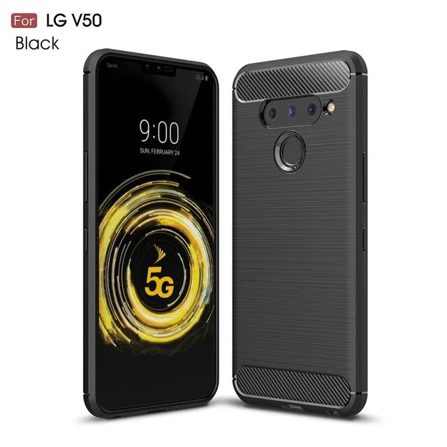 Для LG V50 ThinQ LM-V500N чехол силиконовый бампер противоударный силиконовый чехол Черный, черный