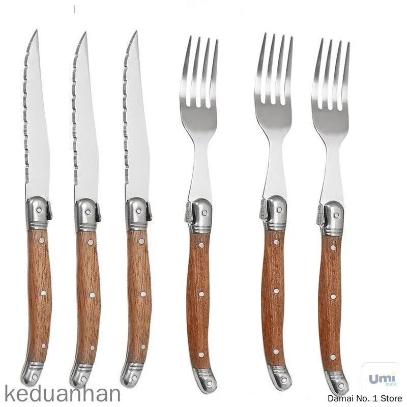 Нож столовый 6 предм. коричневый, шоколадный