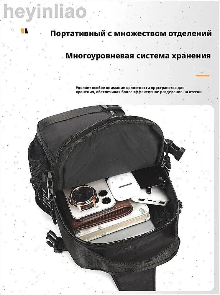 Барсетка мужская и женская оксфордская ткань зеленый контрастные вставки базовая коллекция — фото 1