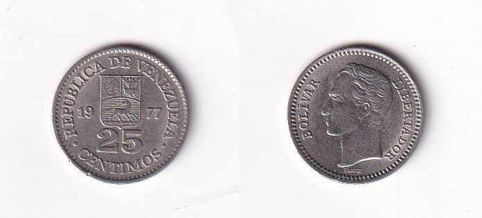 Венесуэлла 25 сантим 1977 год