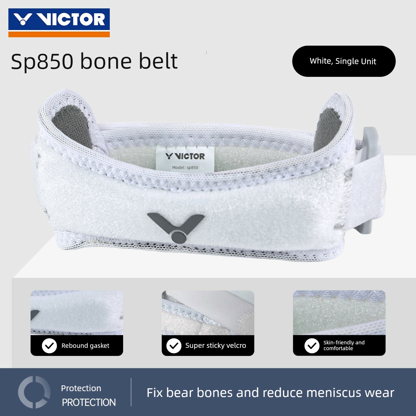 VICTOR SP850 Коленный браслет с поддержкой надколенника для бадминтона, компрессионная поддержка, защита от травм -