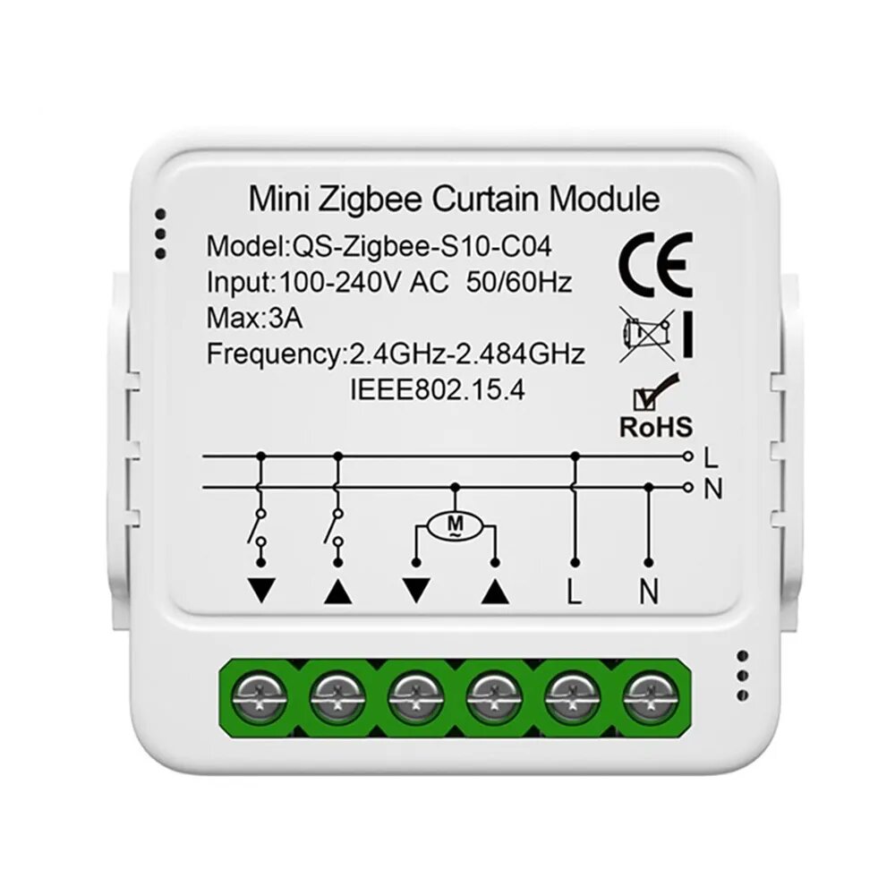Модуль Управления Шторами Tuya Zigbee Смарт Мини АБС -Zigbee-S10-04