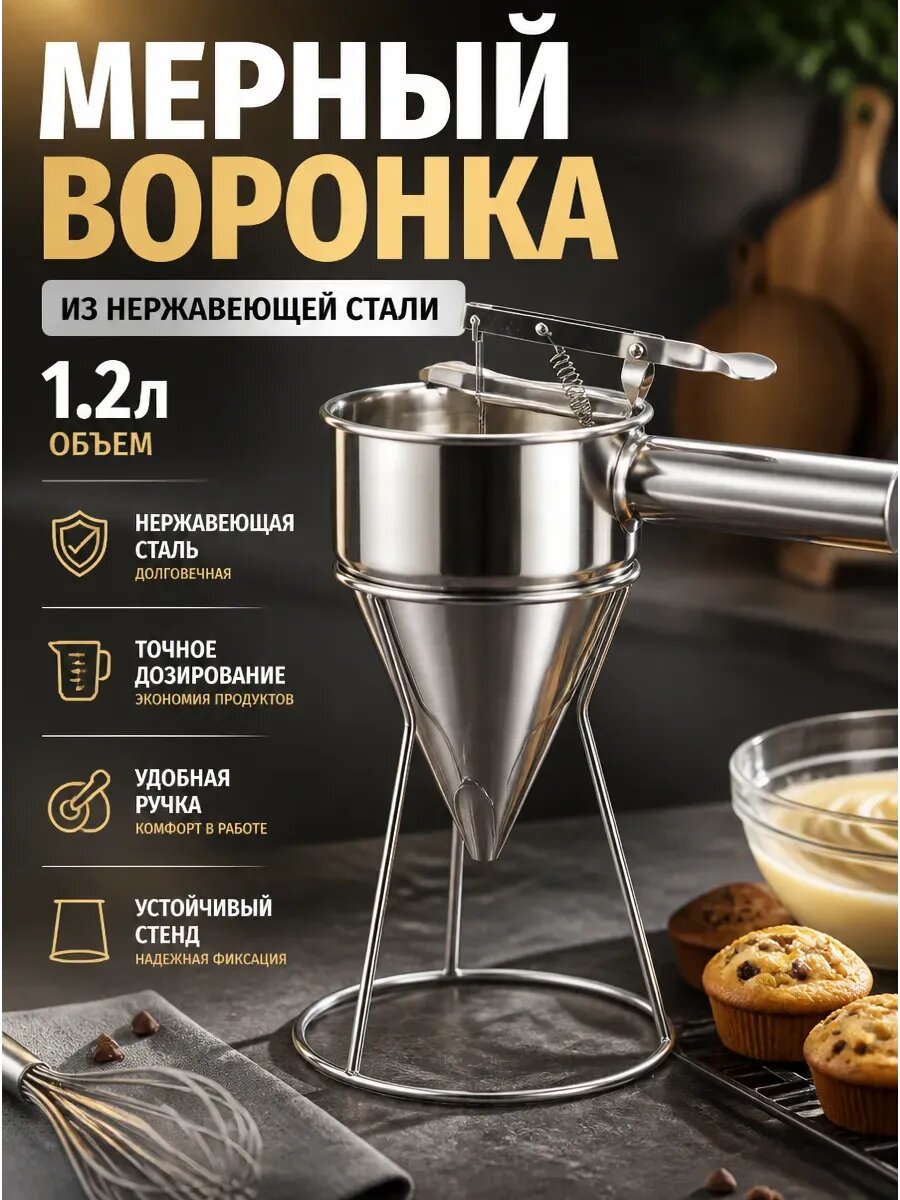 Воронка дозатор для теста металлическая