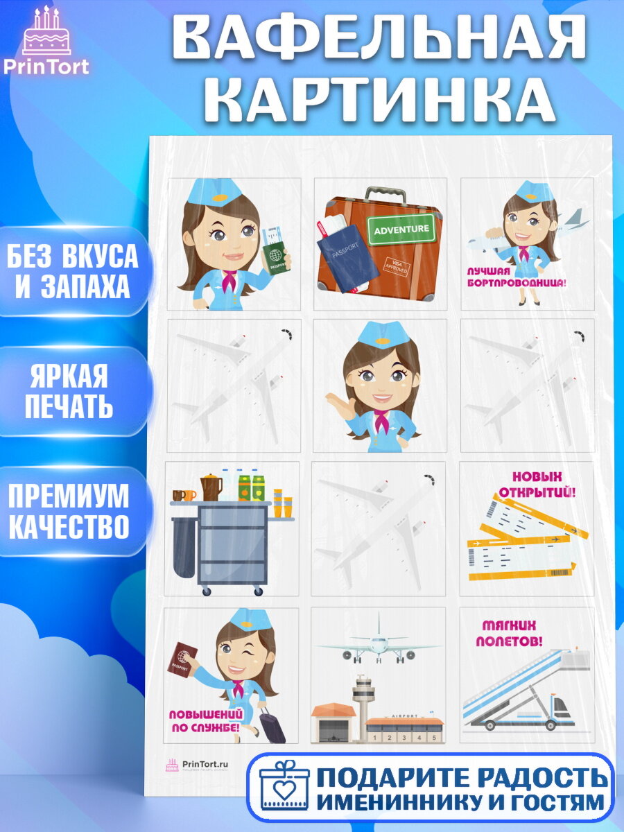 Вафельная картинка для торта Авиация. Украшения для торта мужчине на День Авиации. Декор для выпечки PrinTort