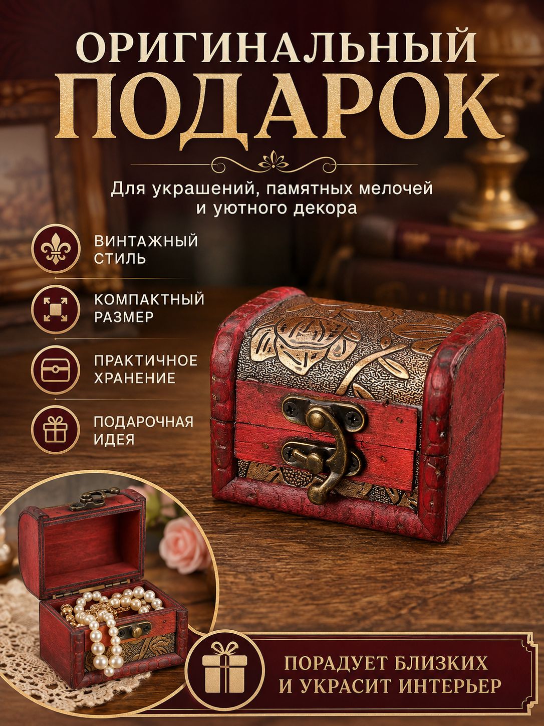 Шкатулка-сундук Универсальная, 1 шт