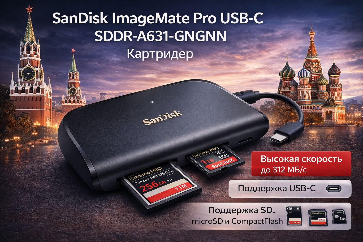 SanDisk ImageMate Pro USB-C SDDR-A631-GNGNN Кард-ридер