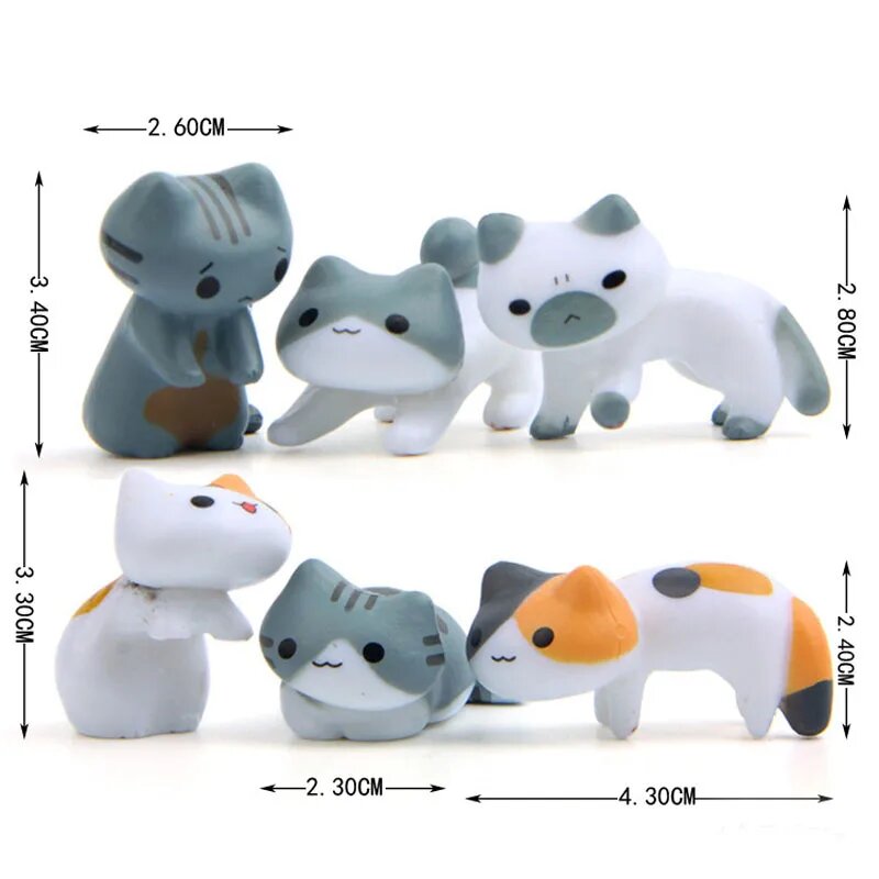 6 шт. Миниатюрные фигурки котов MOVING FOREST Set C