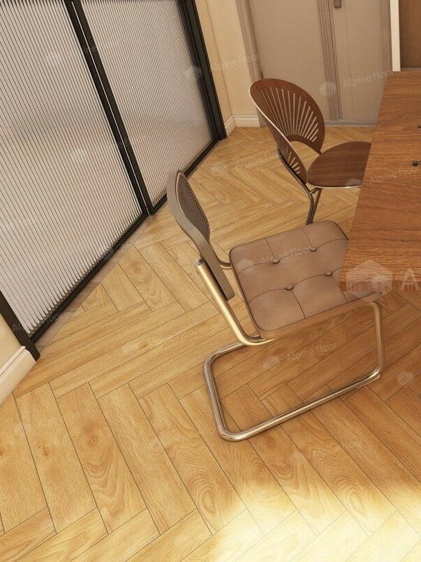 Ламинат ёлочка, 10мм, 4V фаска, 33 класс, Alpine Floor Herringbone 10 LF107-06 Дуб Пьемонт, 1,56 м2 — фото 1