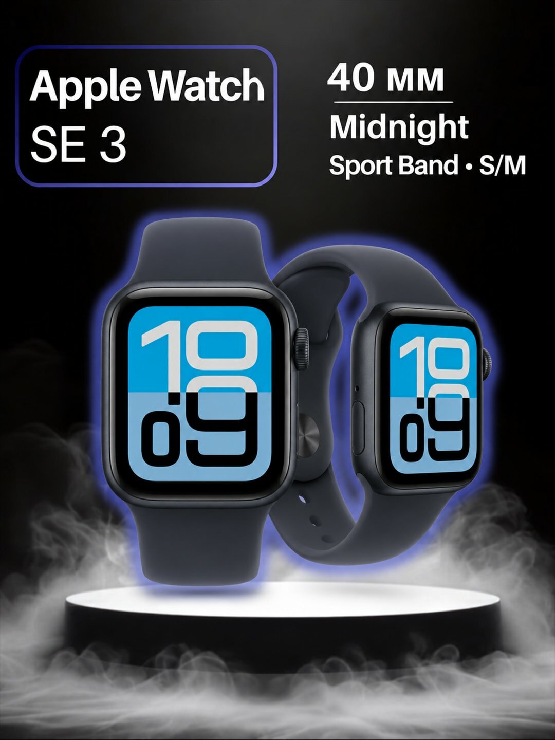 Смарт-часы Apple Watch SE 3 (2025), 40 мм, корпус из алюминия, ремешок Sport Band, черный, Midnight, размер S/M