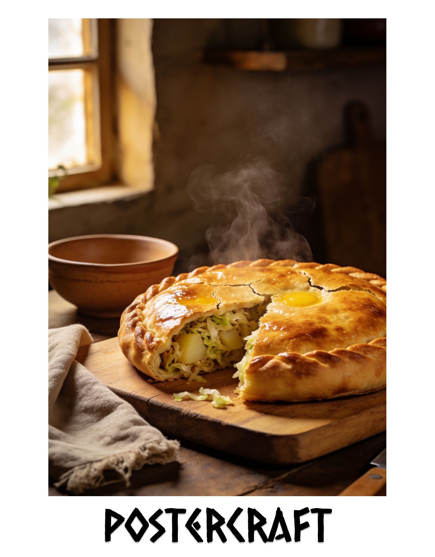 Постер Натюрморт "Пирог" (для кухни/кафе), А3, глянцевый, 42х29.7см