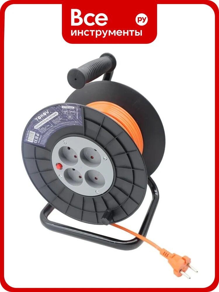 Удлинитель на катушке TOKOV ELECTRIC 4x20м без заземл. 6а ip20 2x0.75 TKE-SK20-075