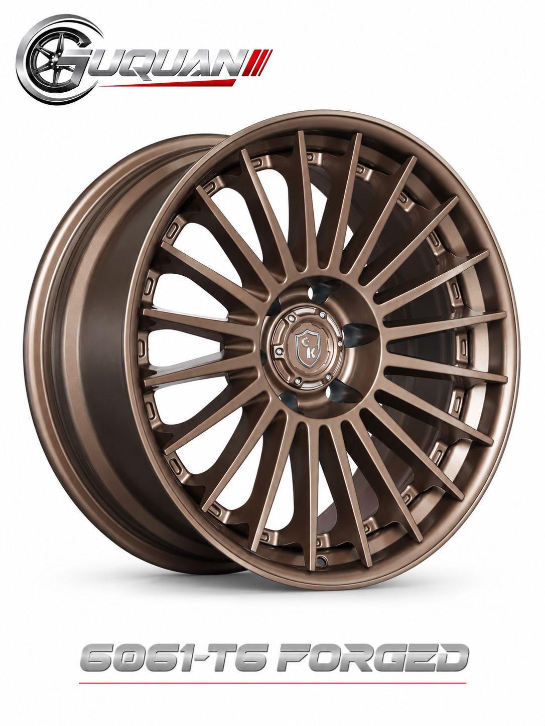 Кованый колесный диск CK 4159E2090-3 R20 9J ET0 6x139.7, матовая бронзовая отделка спиц и обода